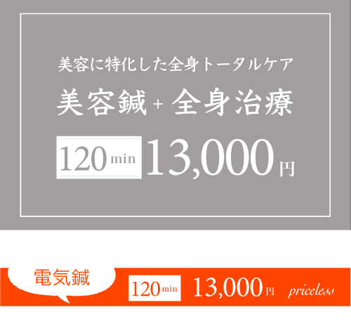 美容鍼と全身治療の料金表